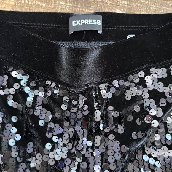 Express High Waisted Black Sequin Leggings XXS - Picture 3 of 5